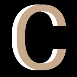 Letter C on a black background